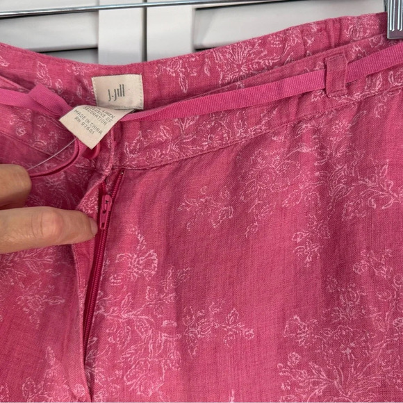J. Jill Linen Wide Leg Cropped Pink Pants Pockets Size 14 NEW - Picture 6 of 7